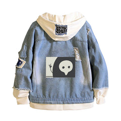 Unisex Anime EVA Cos Denim Hooded Coat