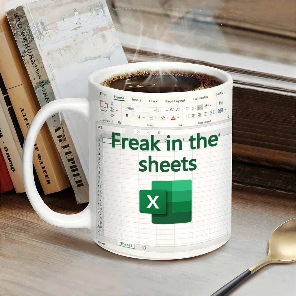 Excel Freak in The Sheets White Mug