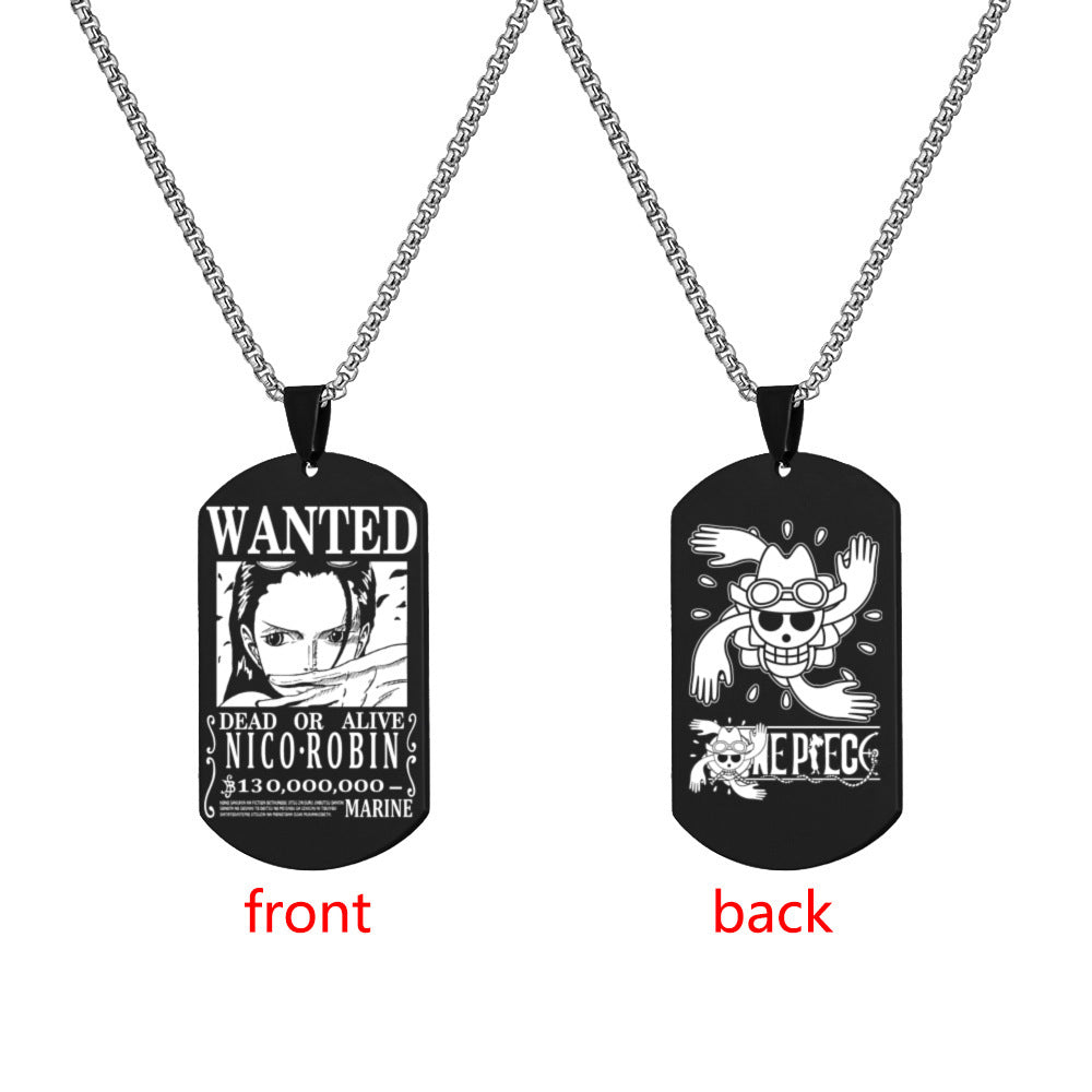 Luffy Wanted Double-sided Dog Tag Necklace