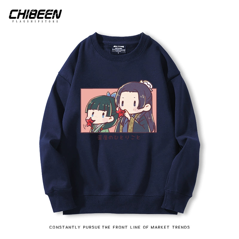 Cute Anime Pattern Print Crew Neck Sweatshirt