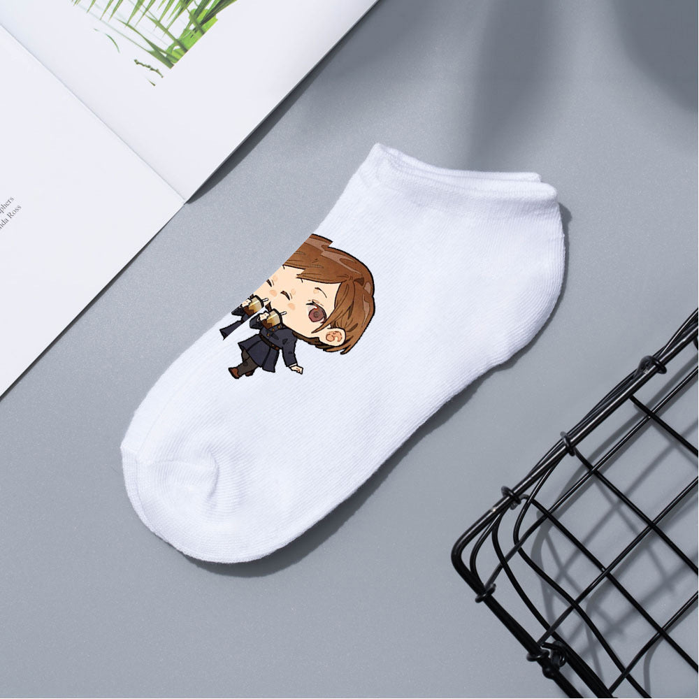 Casual Anime Cotton Breathable Boat Socks