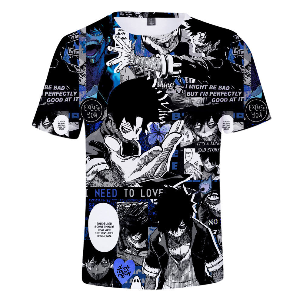 Trendy Anime Pattern Digital Print Short-sleeved T-shirt