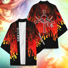 Unisex Relaxed 3d Print Fire Fist Ace Kimono Cape