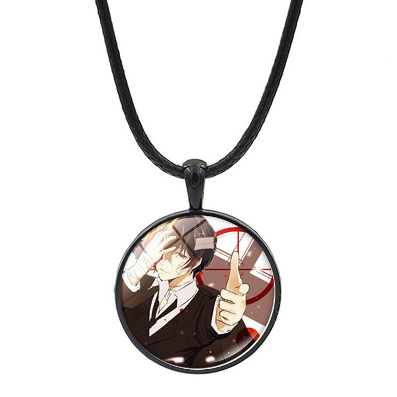 Versatile Anime Pendant Leather Rope Necklace