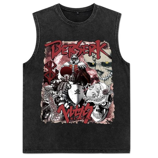 Trendy Men's Anime Print Washed Vest