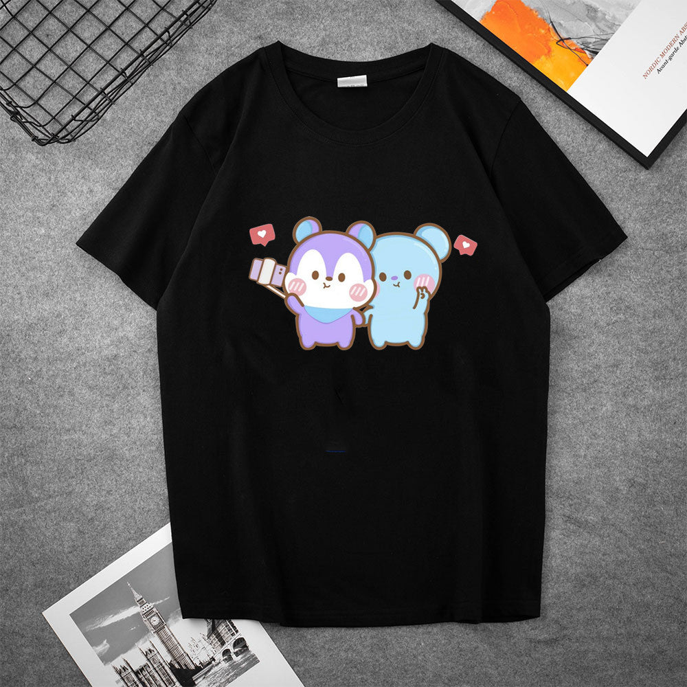 Cute Kpop Cartoon Casual Short Sleeve T-shirt