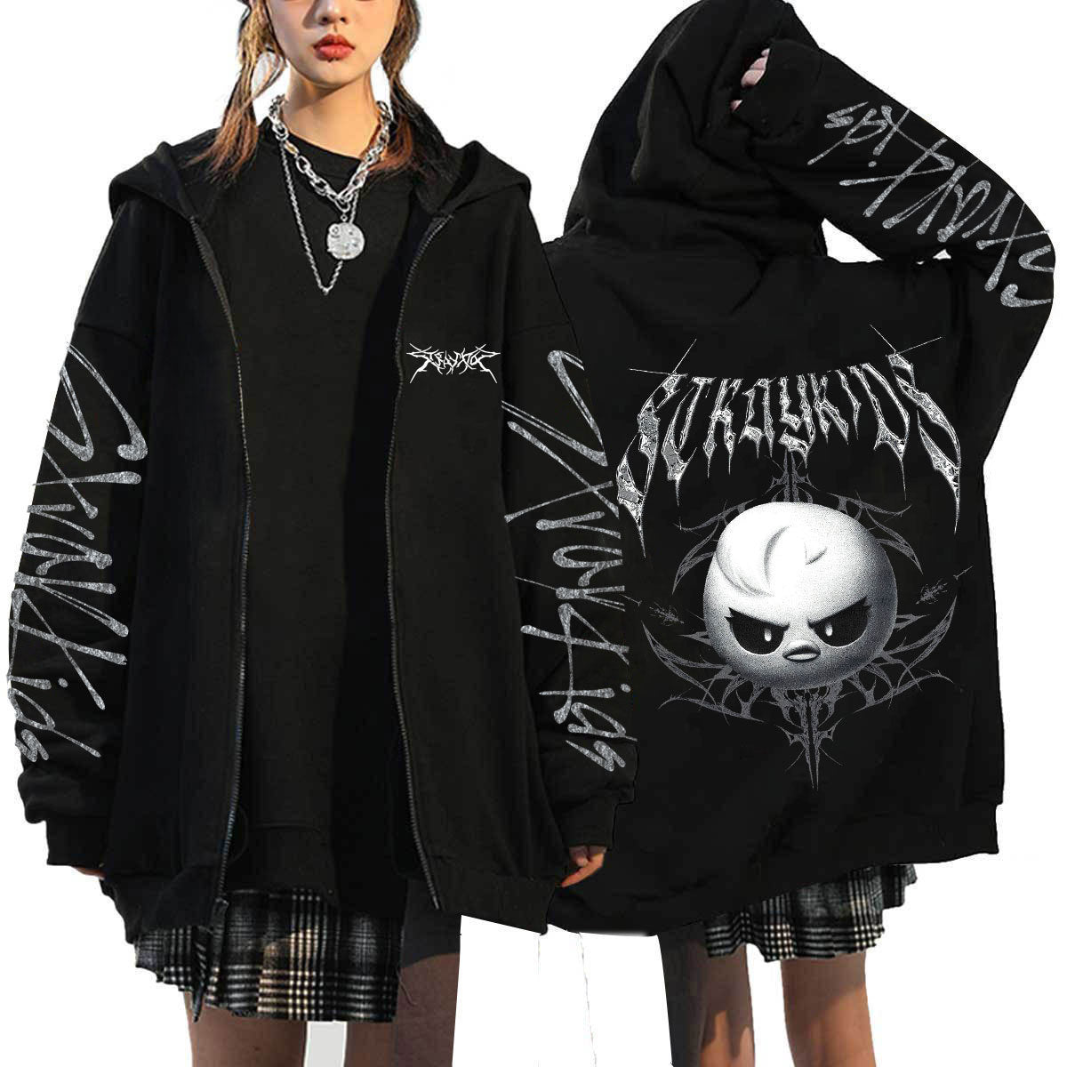 Casual KPOP Dominate Printed Zipper Hoodie