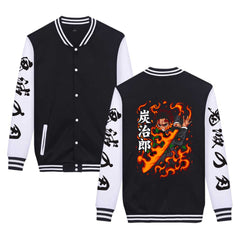 Unisex Anime Pattern Button Up Baseball Jacket