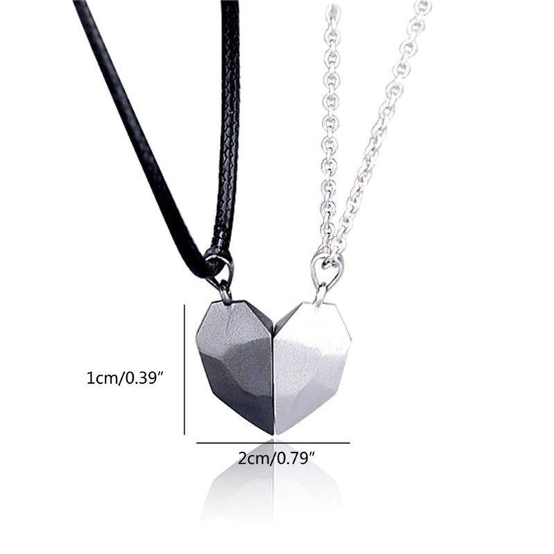 Versatile Magnetite Heart-shaped Couple Necklace