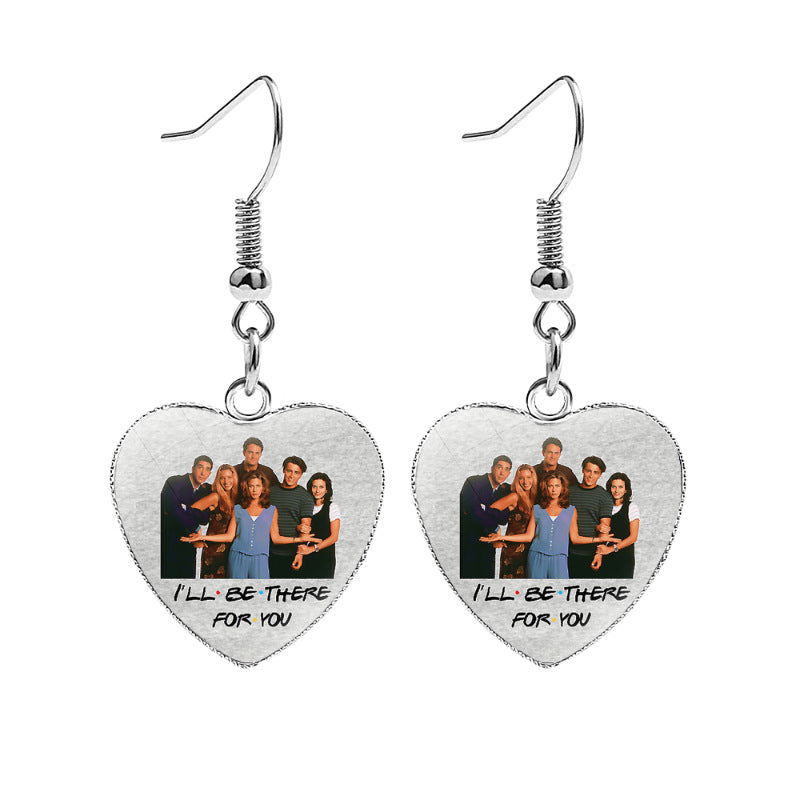 Friends Heart Shape Earrings Jewelry