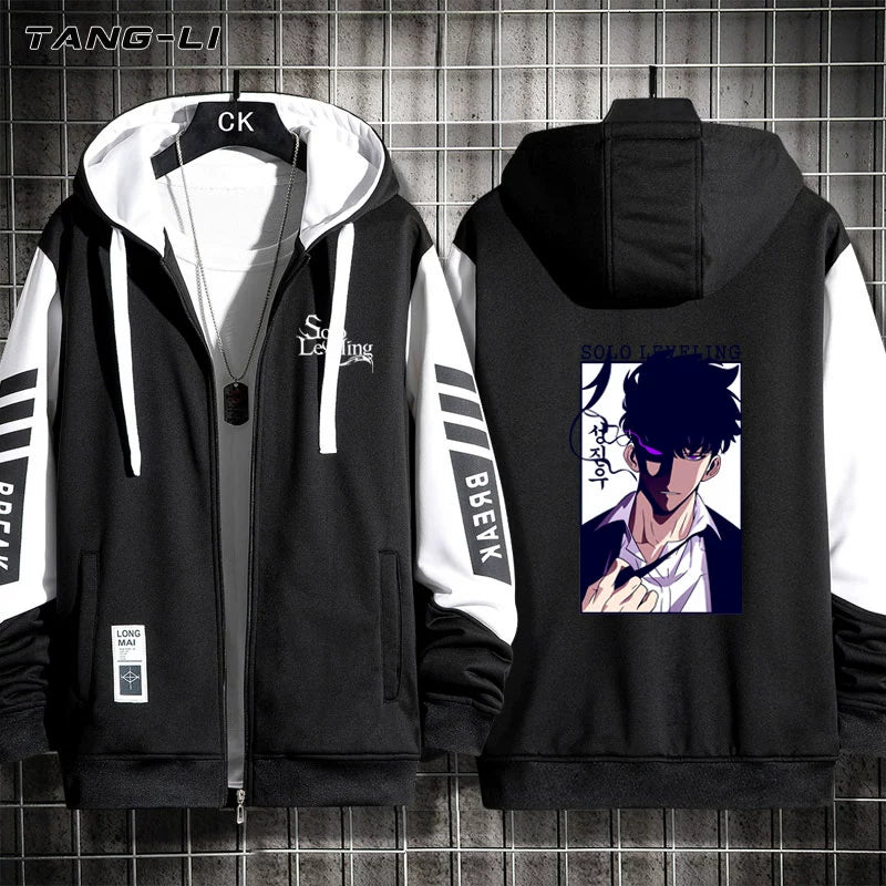 Unisex Anime Print Zipper Cardigan Hoodie