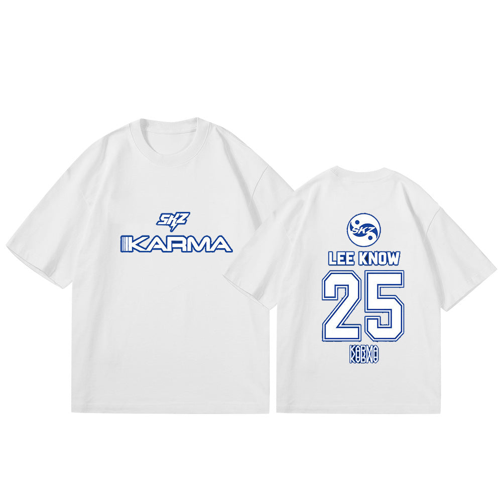 Casual KARMA Album Logo Print Short Sleeve Top
