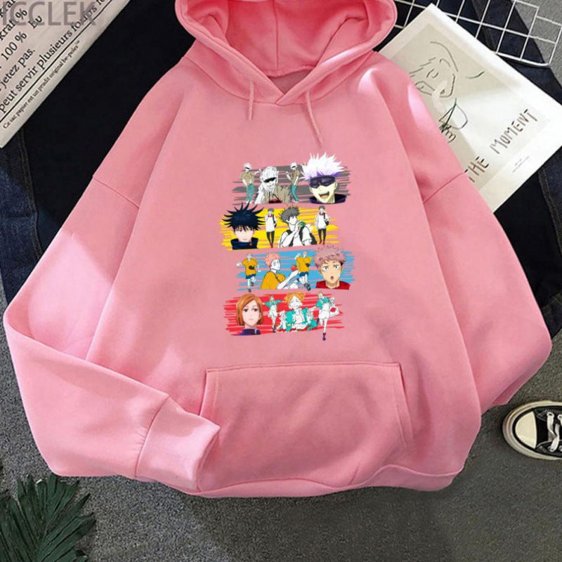 Trendy Anime Pattern Printed Casual Hoodie