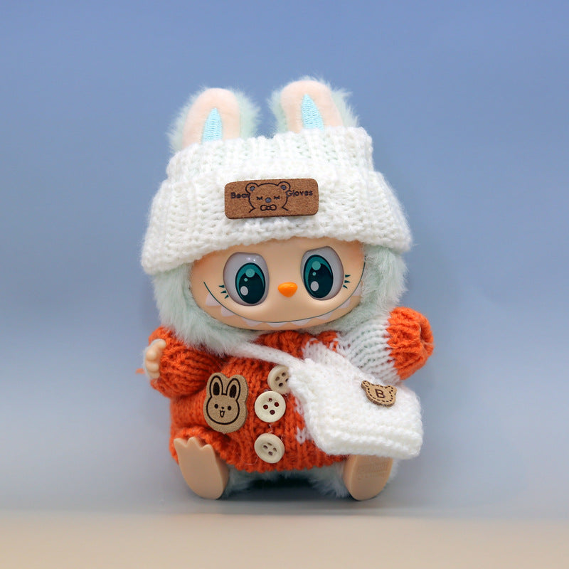 Knitted Sweater Hat Bag Doll Replacement Clothes Set