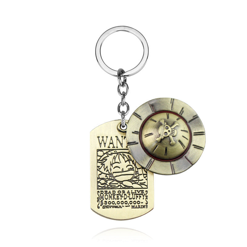 Luffy Straw Hat Wanted Tag Keychain