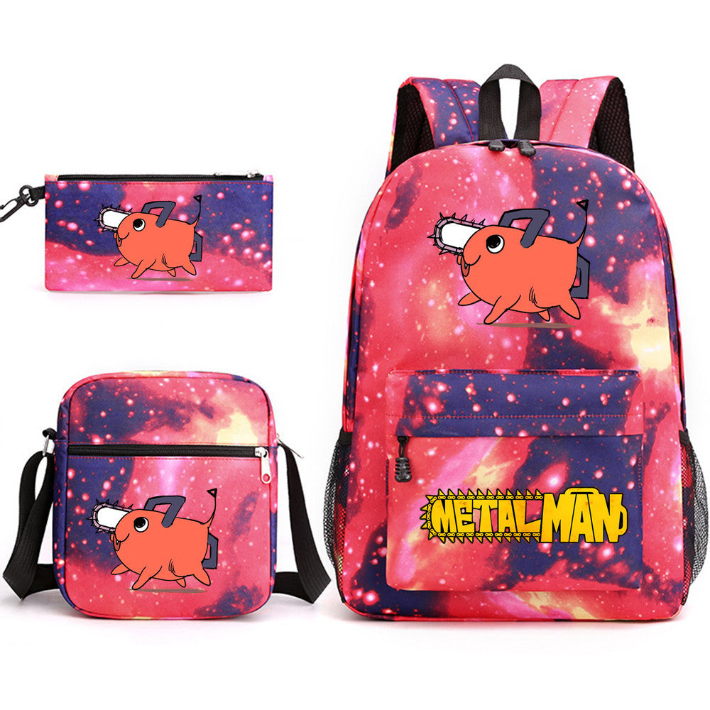 Pochita School Bag Three-piece Backpack