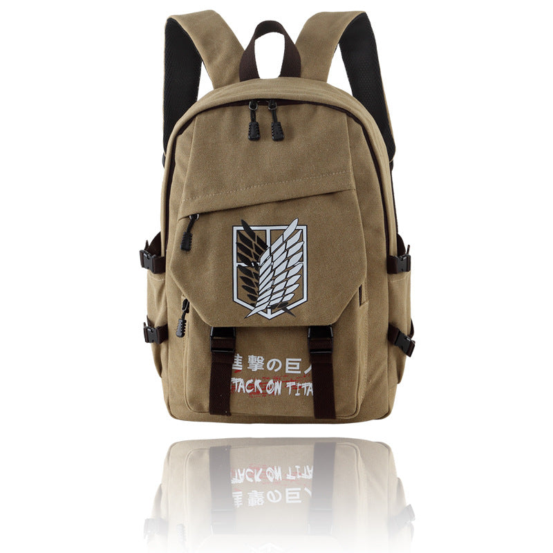 Trendy Anime Logo Canvas Backpack