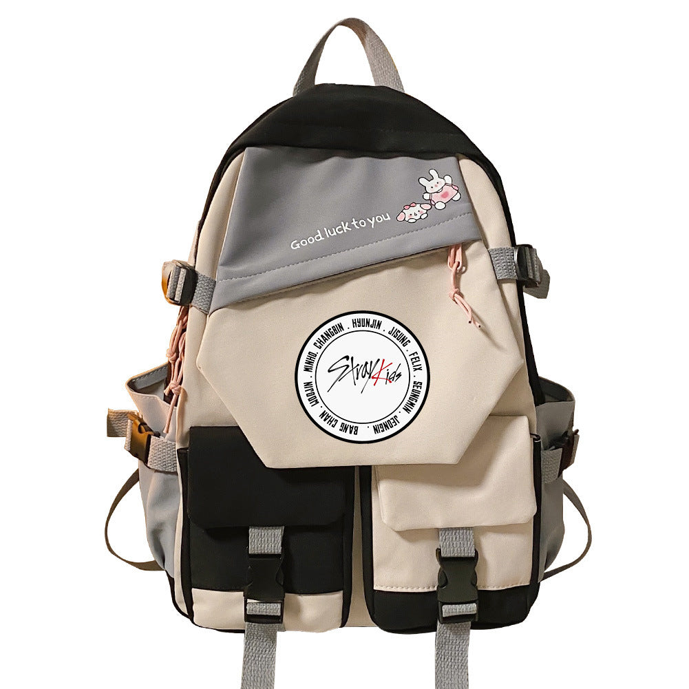 Trendy Korean Style Stitching Letter Print Backpack