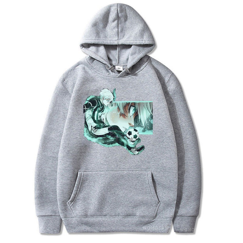 Unisex Anime Print Color Block Hoodie