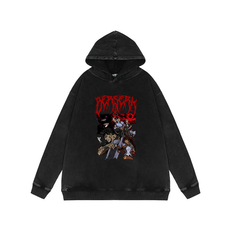 Trendy Vintage Anime Washed Loose Hoodie