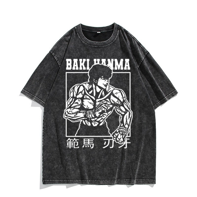 Retro Baki Washed Short-sleeved T-shirt