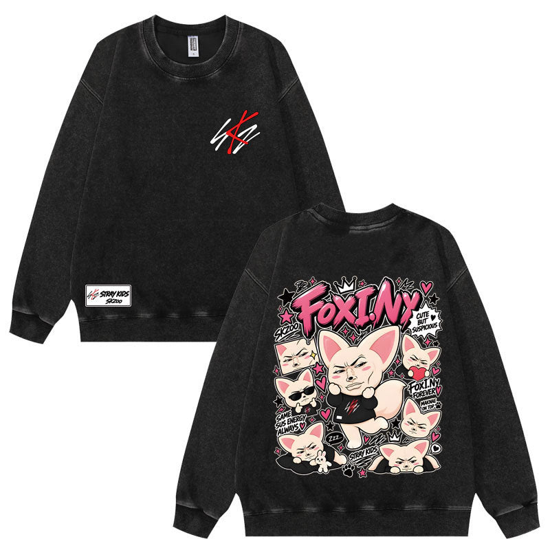 Funny SKZ Graphic Crew Neck Wash Sweatshirt