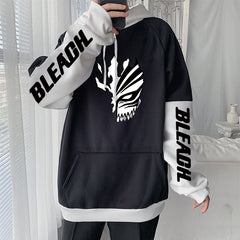 Men's Color Block Anime Printed Loose Hoodie