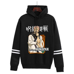 Unisex Anime Printed Striped Loose Hoodie