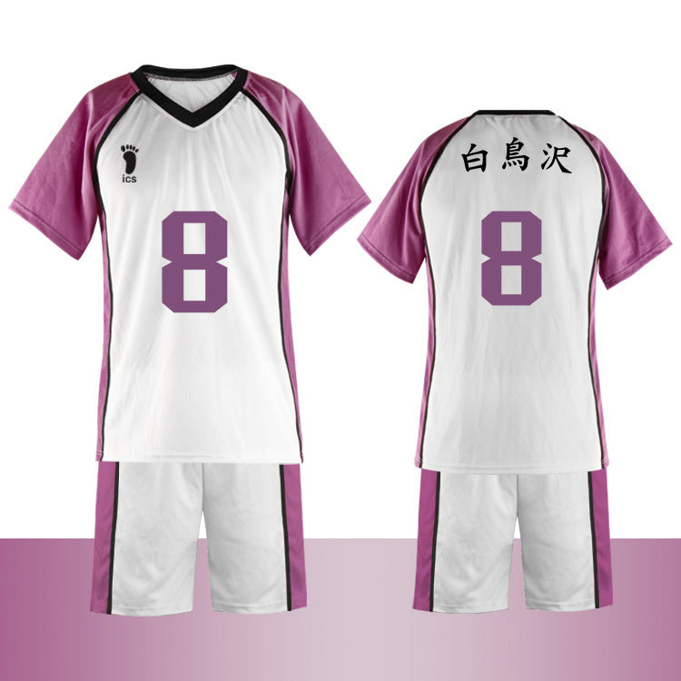 Unisex Shiratorizawa Cosplay Tee and Shorts Uniform Sportswear