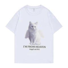 Karina Same Angel Cat Cotton Short-sleeved T-shirt