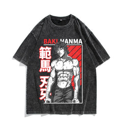 Vintage Anime Baki Washed Short-sleeved T-shirt