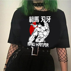 Unisex Casual Baki Hanma Print Loose Tee