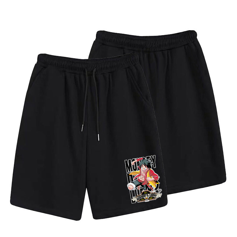 Casual Men's Luffy Print Elastic Loose Shorts