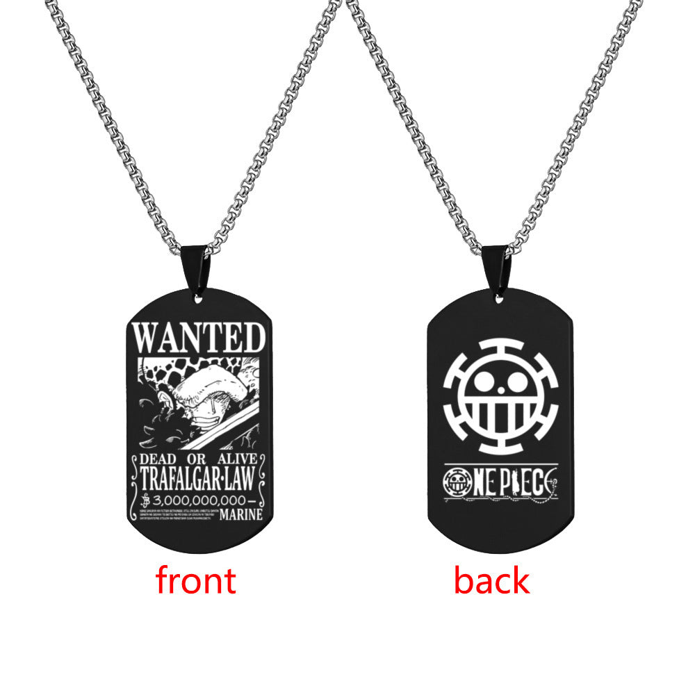 Luffy Wanted Double-sided Dog Tag Necklace