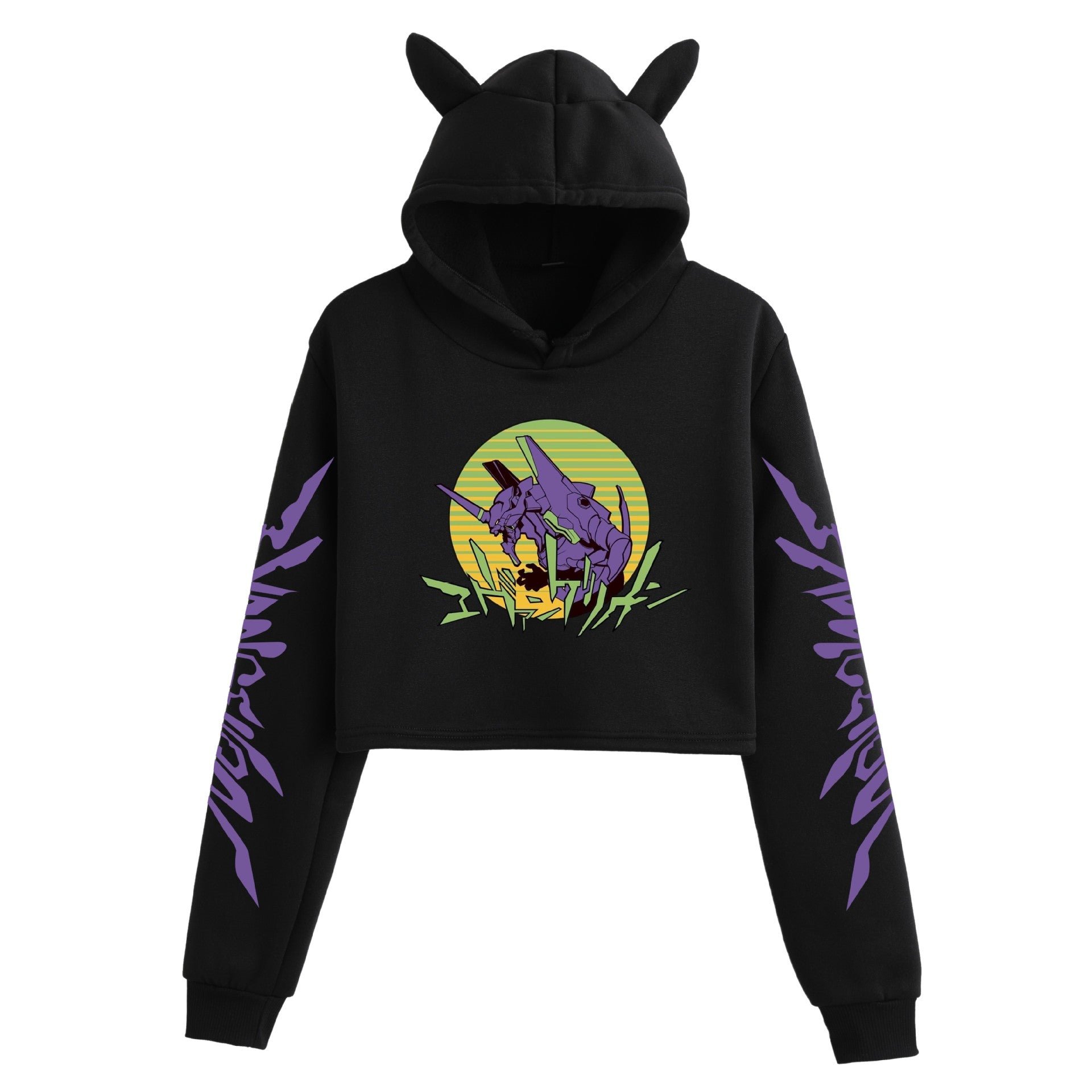 Women's Eva Sexy Cat Ears Crop Hoodie