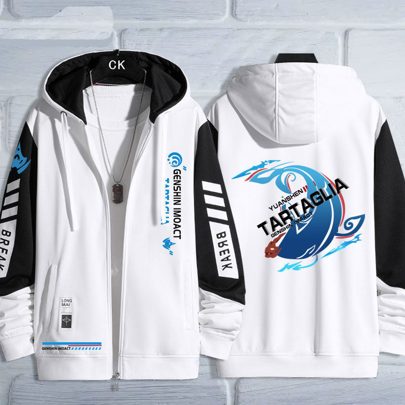Trendy Game Logo Zipper Hooded Jacket
