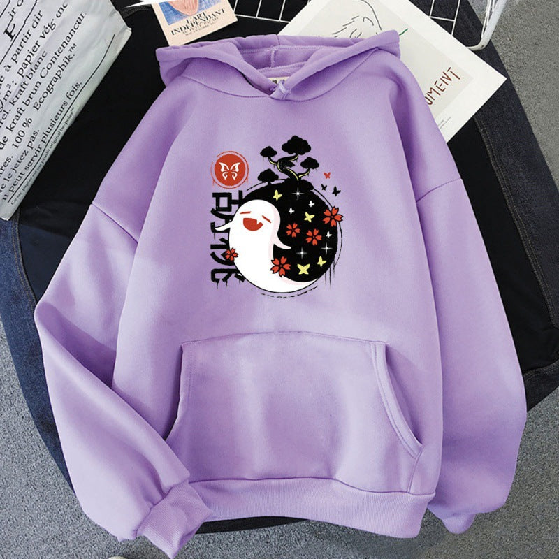 Cute Game Graphic Print Plush Hoodie