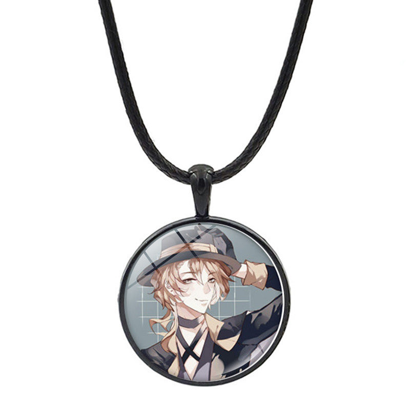 Versatile Anime Pendant Leather Rope Necklace