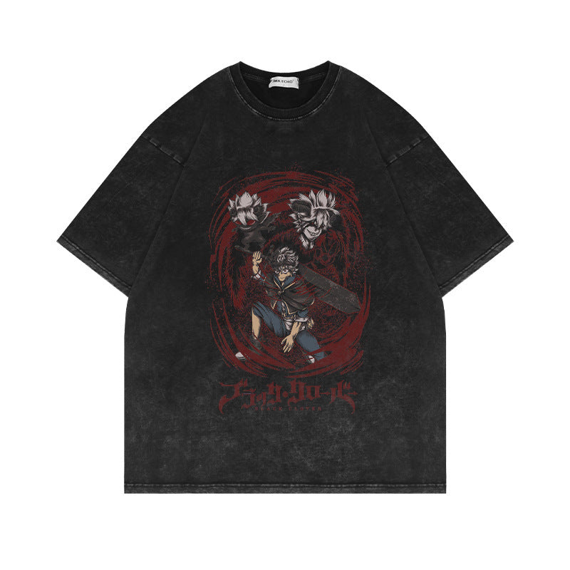 Retro Anime Short-sleeved Washed T-shirt