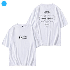 Unisex FACE Print Kpop Short-sleeved T-shirt