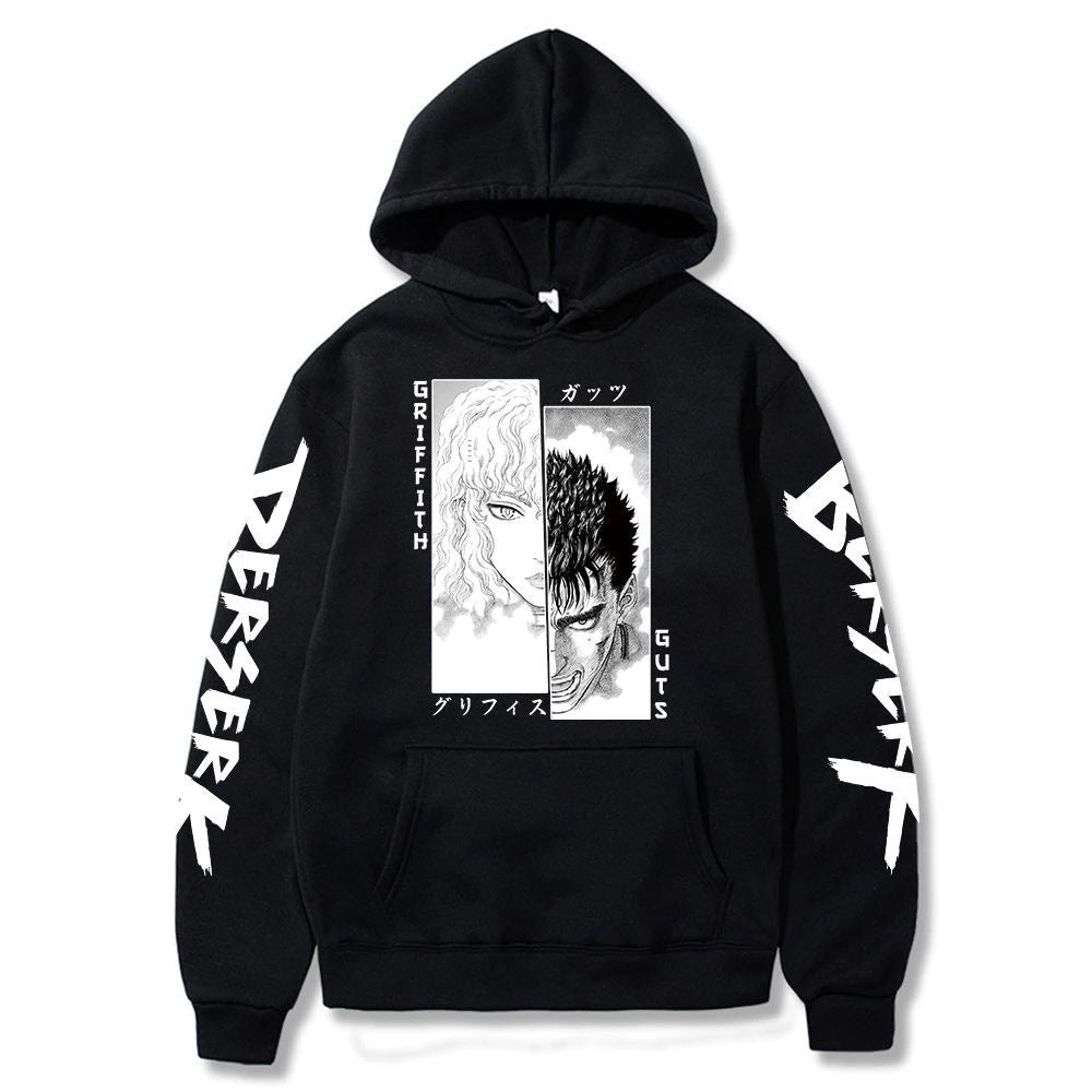 Retro Anime Printed Pullover Hoodie