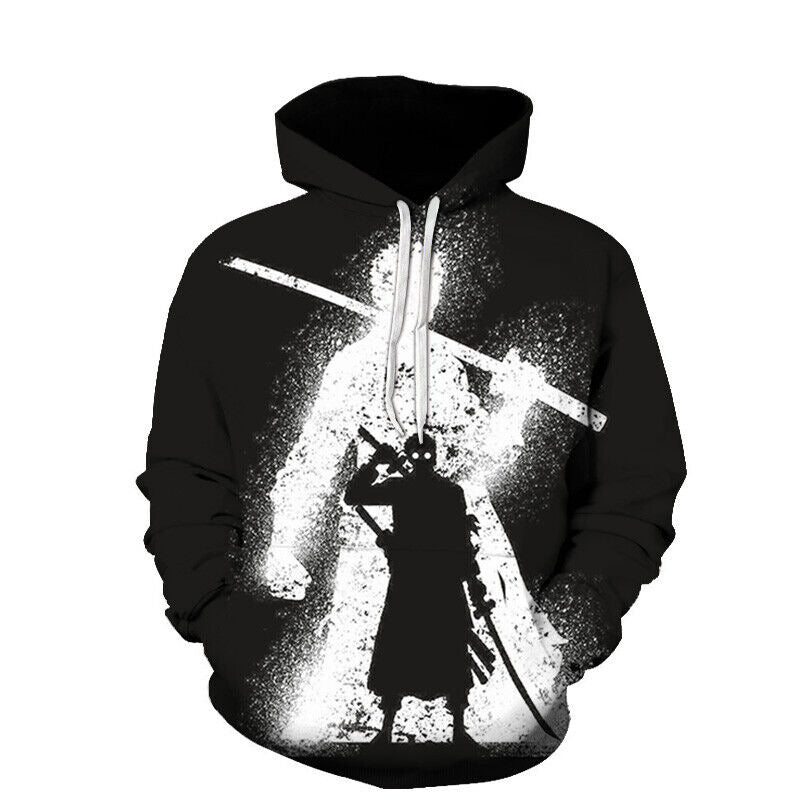 Casual Anime Digital Print Pullover Hoodie