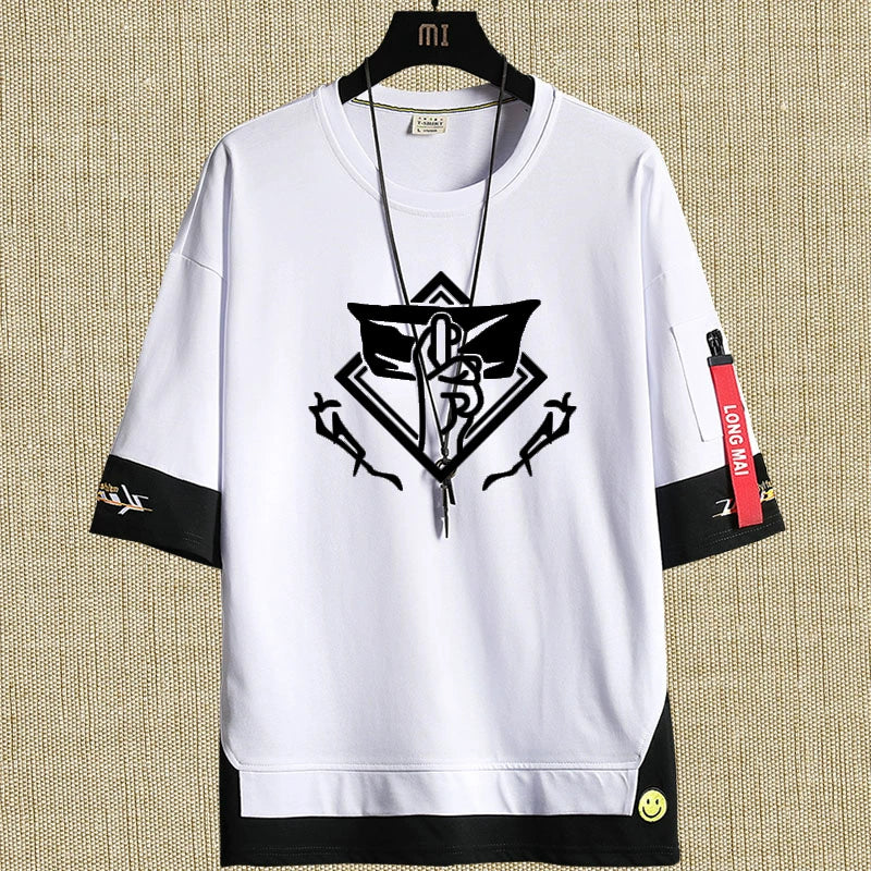 Casual Anime Logo Cotton Loose T-shirt