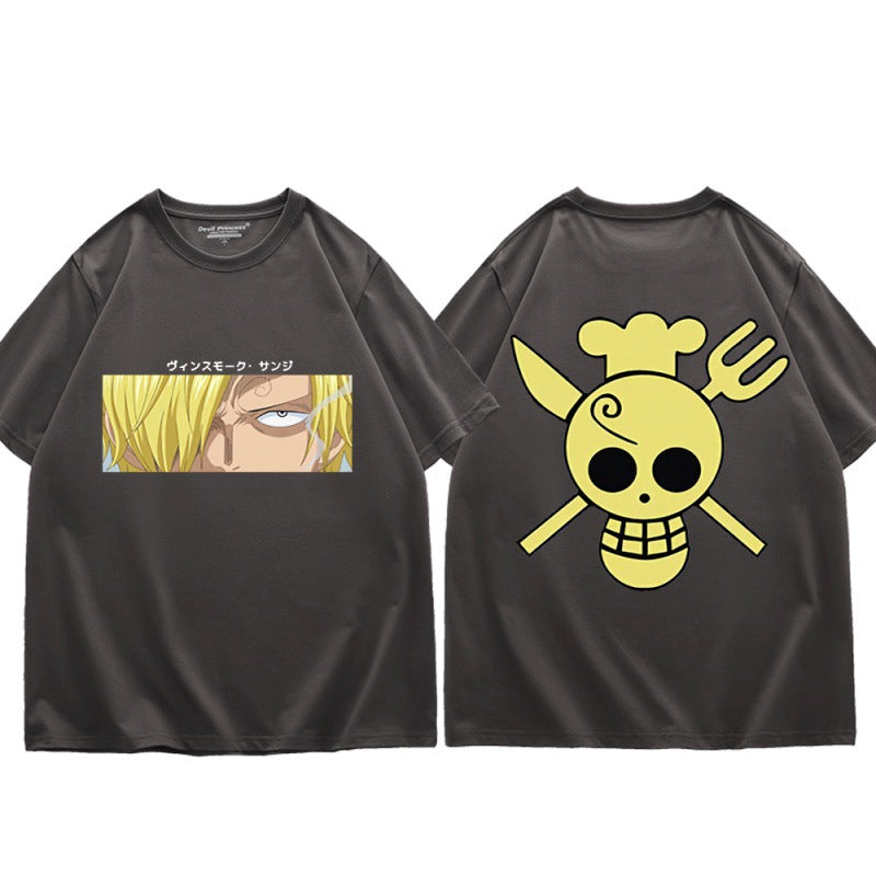 Unisex Anime Sanji Print Loose T-Shirt