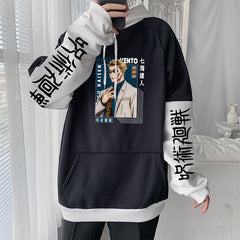 Unisex Nanami Printed Color Block Pullover Hoodie