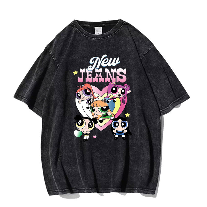 Trendy NJZ Rabbit Cotton Washed T-shirt