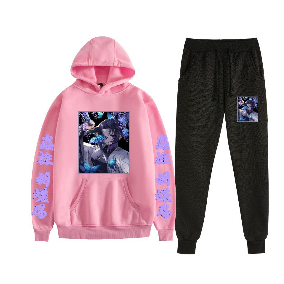 Casual Anime Graphic Print Hoodie Loose Pants