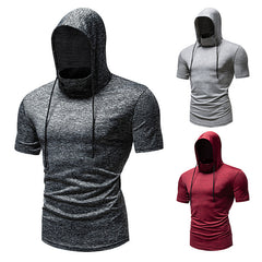 Men's Fitness Running Hooded Short-sleeved T-shirt