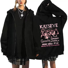 Daniela Lara Megan Graphic Printed Zipper Hoodie