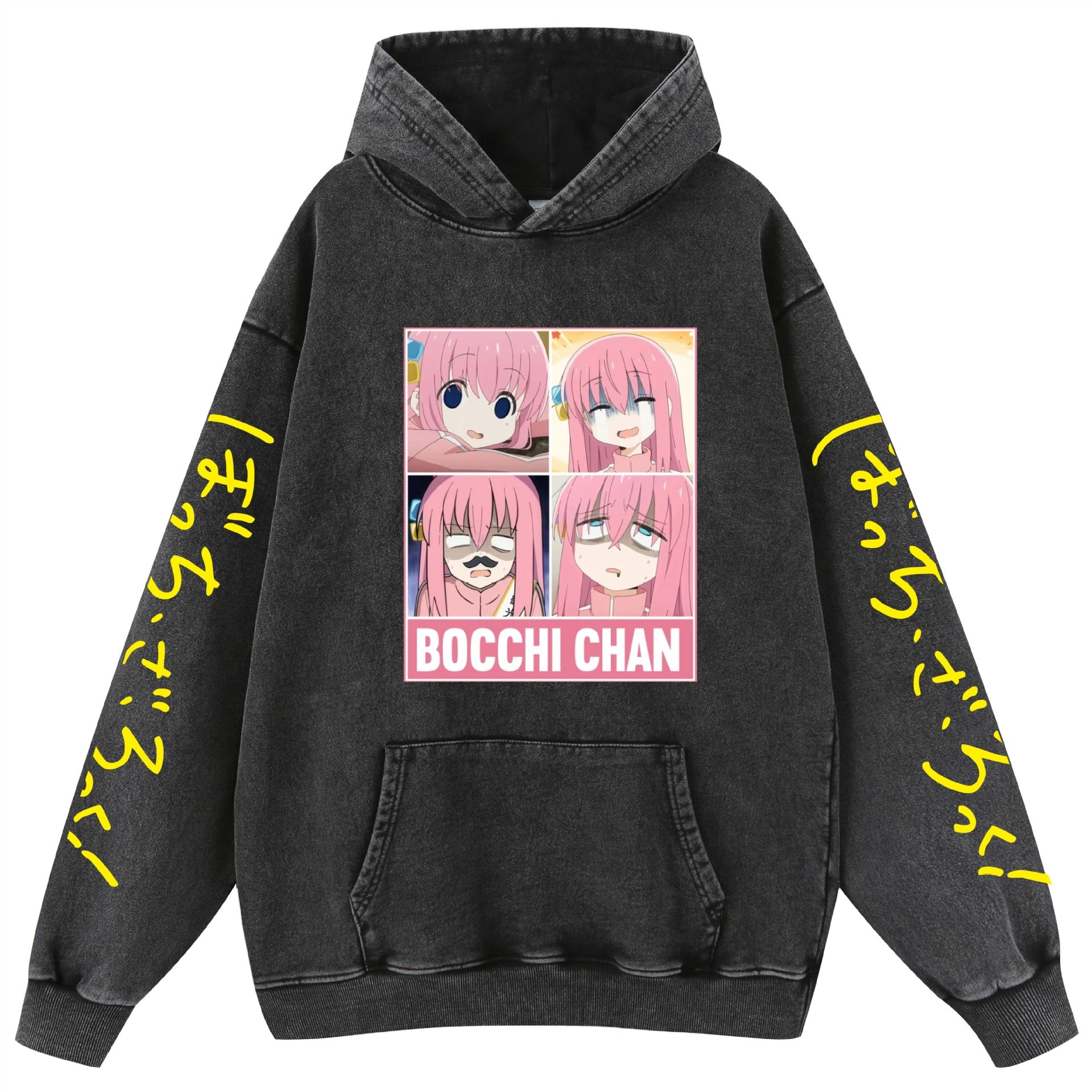 Retro Anime Pattern Washed Cotton Hoodie